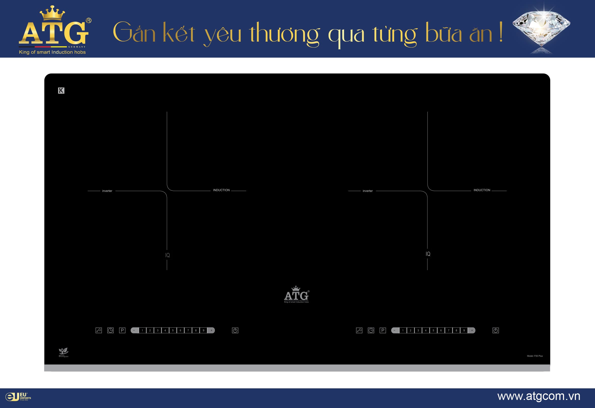 Bếp 2 từ cao cấp ATG - F55 Plus