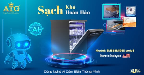 Máy rửa bát ATG:  Với Tính Năng Thông Minh Đóng Cửa & Tự Động Mở Cửa